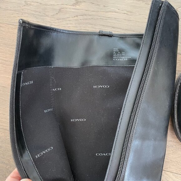 Coach Easton Sleek Knee High Leather Boots w Gold Buckle Hardware Black Sz 9.5 - Picture 5 of 13